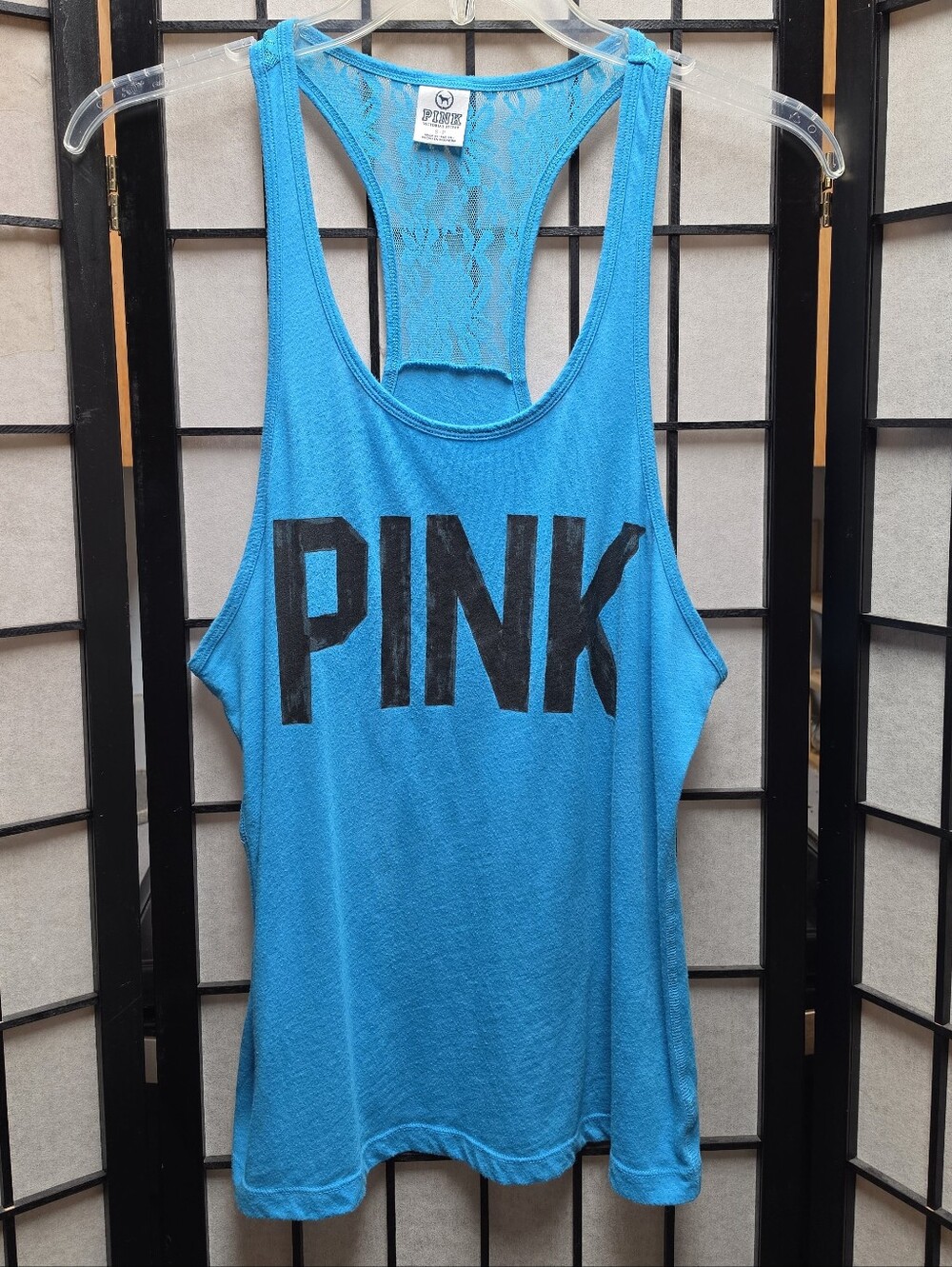 💗 Y2K 2000s Victorias Secret PINK racerback lace tank Womens S/M Juniors M/L